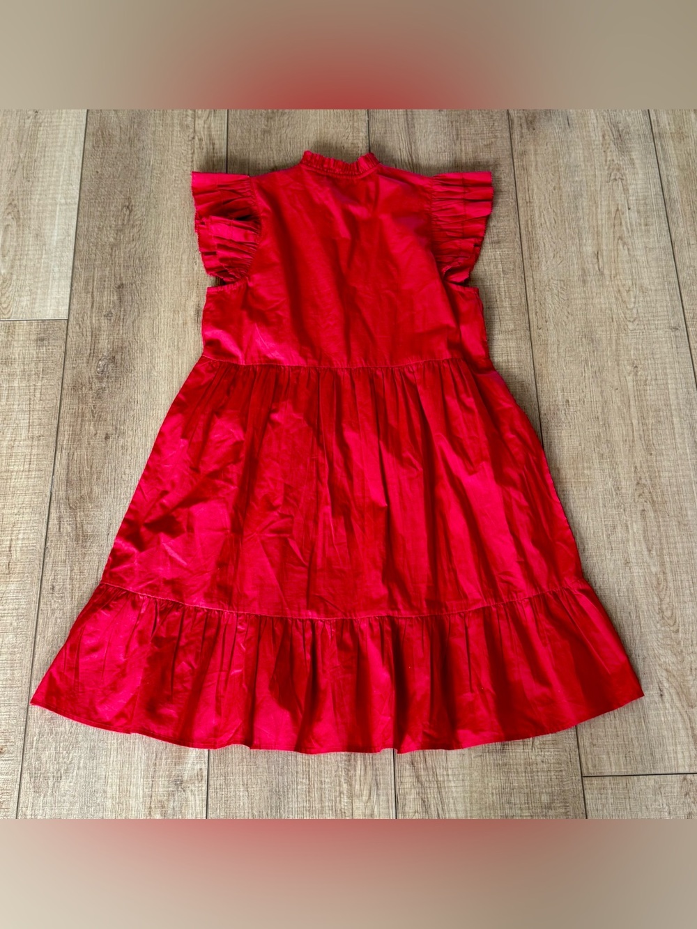 Caroline Constas Red Ruffle Mini Dress XS 100% Cotton Boho Babydoll - Picture 4 of 9